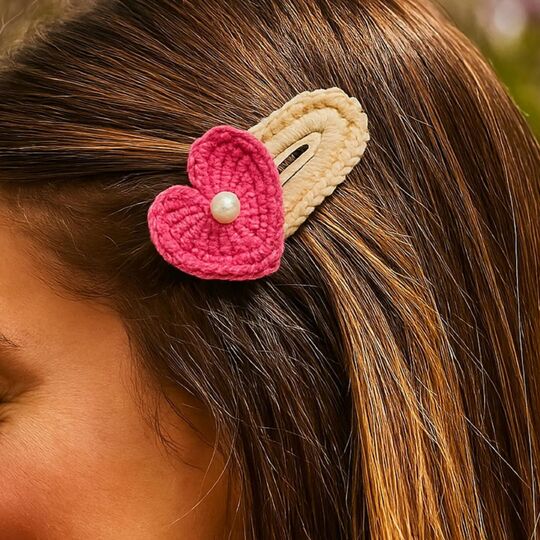 Sweet Heart Clips Crochet Pattern PDF, Heart Hair Clip Tutorial