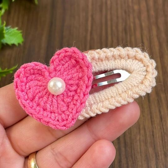 Sweet Heart Clips Crochet Pattern PDF, Heart Hair Clip Tutorial