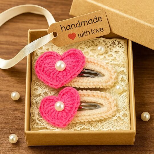 Sweet Heart Clips Crochet Pattern PDF, Heart Hair Clip Tutorial