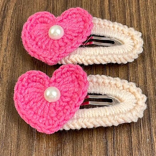 Sweet Heart Clips Crochet Pattern PDF, Heart Hair Clip Tutorial