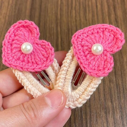 Sweet Heart Clips Crochet Pattern PDF, Heart Hair Clip Tutorial