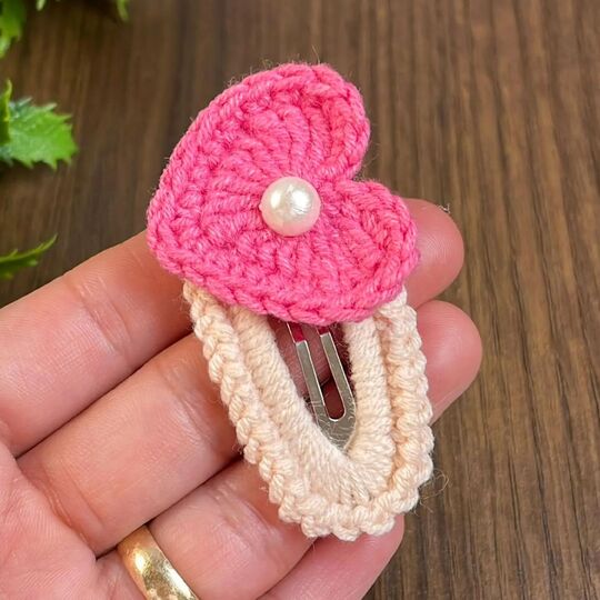 Sweet Heart Clips Crochet Pattern PDF, Heart Hair Clip Tutorial