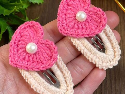 Sweet Heart Clips Crochet Pattern PDF, Heart Hair Clip Tutorial