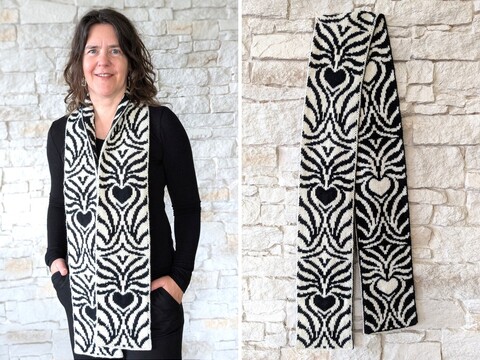 Skinny Scarf / Schal "Zebra Style" - Doubleface Strickanleitung