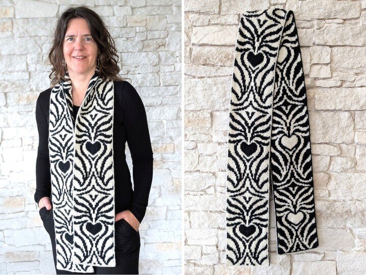 Skinny Scarf / Schal "Zebra Style" - Doubleface Strickanleitung