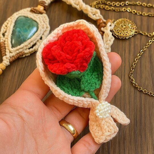 Mini Rose Bouquet Crochet Pattern PDF – Floral Gift Wrap Design Tutorial