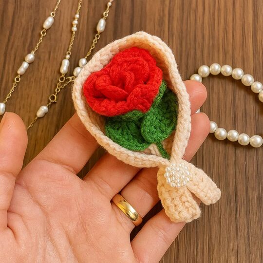 Mini Rose Bouquet Crochet Pattern PDF – Floral Gift Wrap Design Tutorial