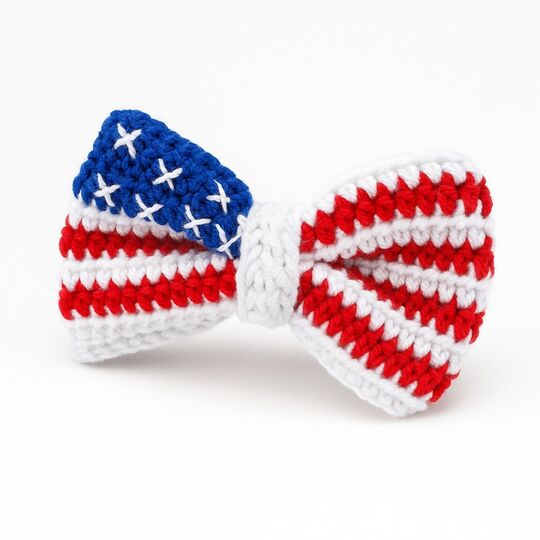 Crochet American Flag Bow Pattern PDF – USA Hair Bow & Cup Cozy Tutorial
