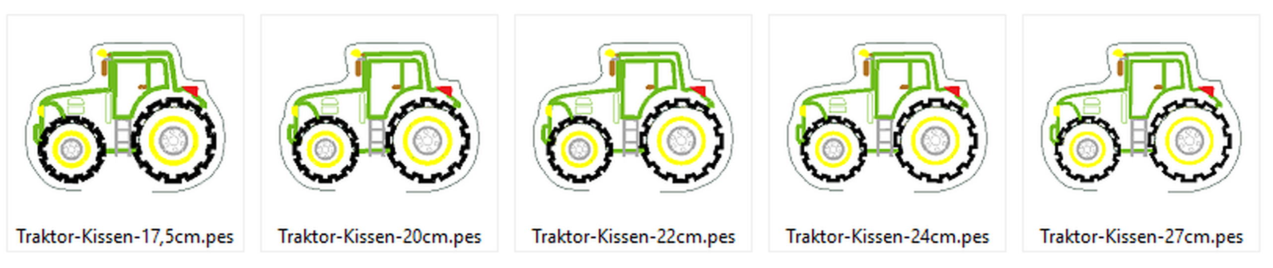 Stickdatei - Traktor Kissen ITH in 5 Größen