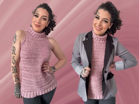 Häkelanleitung 1-BOBBEL-Pullunder/Top "BUSINESS GIRL"