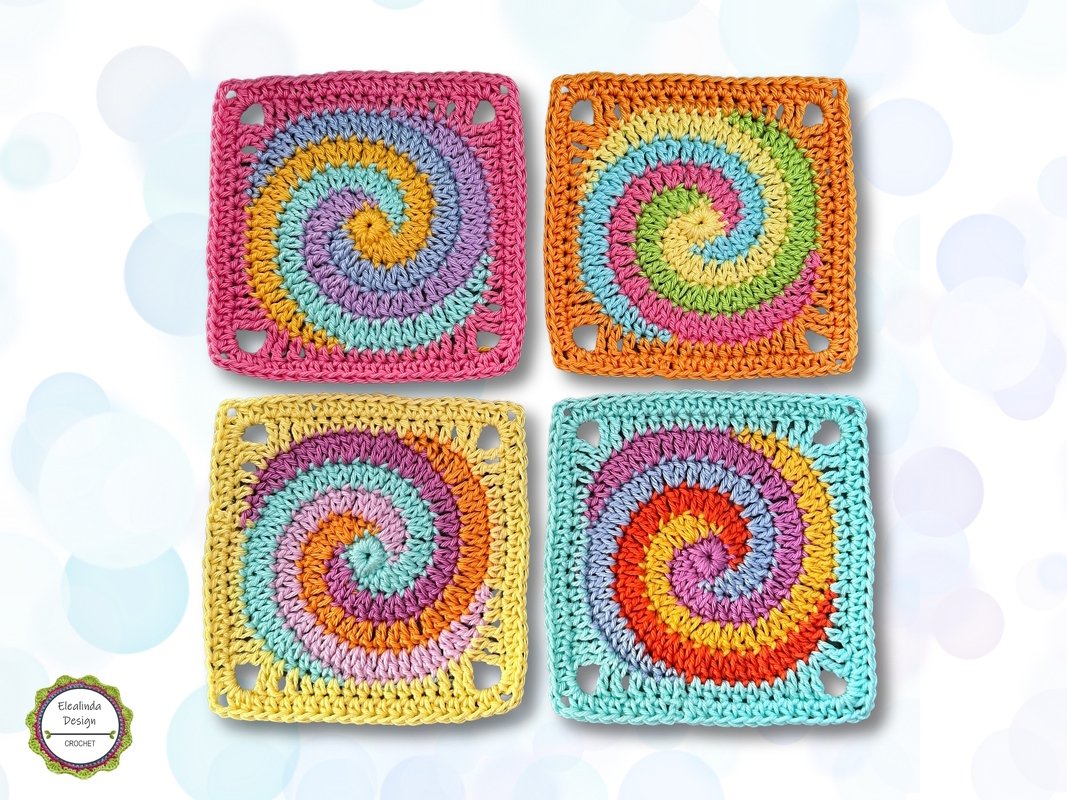 Crochet pattern Granny Square TWISTER, 4-ply spiral, English US terms - Image 6