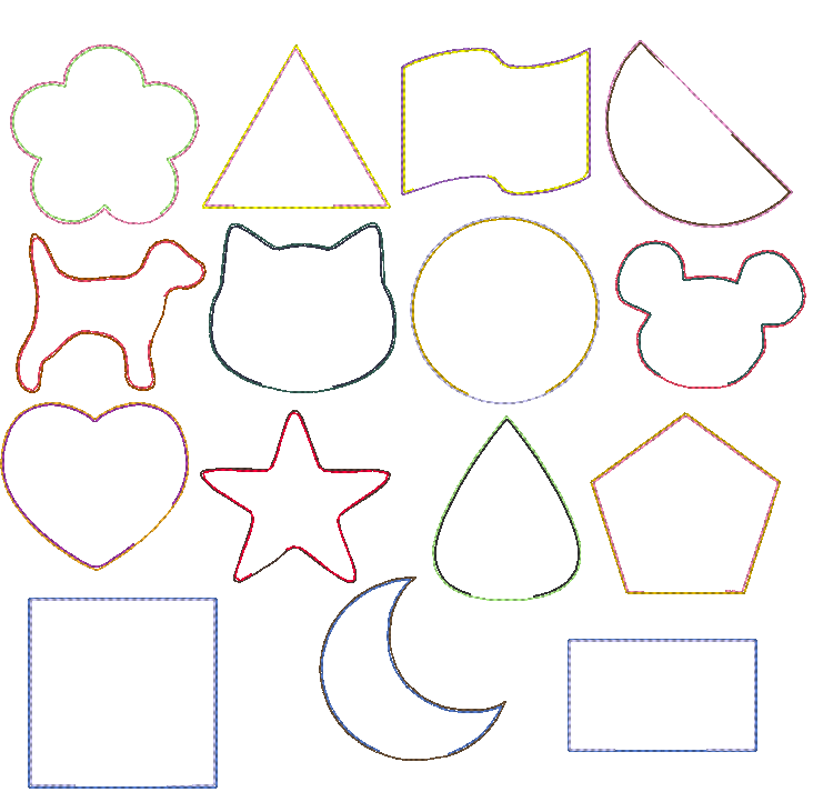 Stickdatei 15 einfache ITH Figuren 10cm als Abschminkpad oder Spielfigur - Bild 6