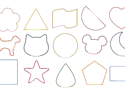 Stickdatei 15 einfache ITH Figuren 10cm als Abschminkpad oder Spielfigur