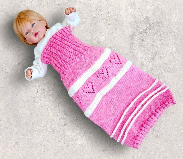 Strickanleitung Schlafsack, Pucksack mit Herzen, bis ca. 1 Jahr    #375