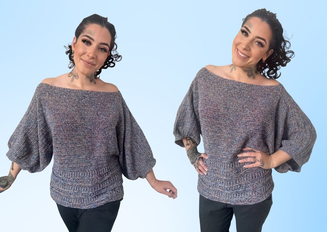 Häkelanleitung 1-BOBBEL-PULLI "FANCY DENIM"