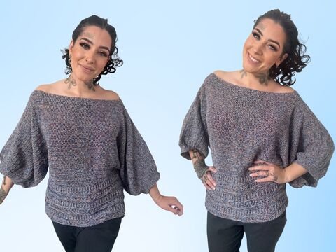 Häkelanleitung 1-BOBBEL-PULLI "FANCY DENIM"