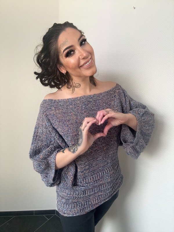 Häkelanleitung 1-BOBBEL-PULLI "FANCY DENIM" - Bild 4