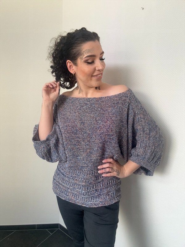 Häkelanleitung 1-BOBBEL-PULLI "FANCY DENIM" - Bild 6