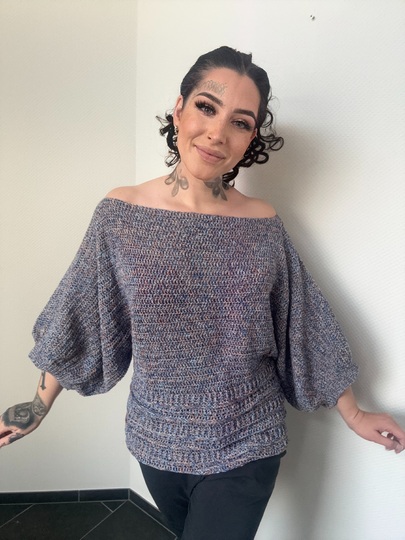 Häkelanleitung 1-BOBBEL-PULLI "FANCY DENIM"