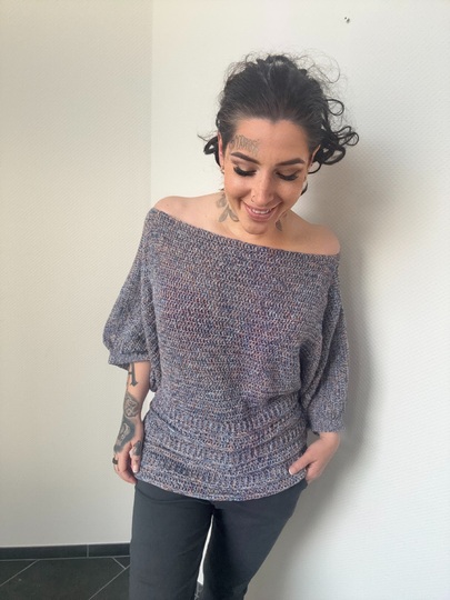 Häkelanleitung 1-BOBBEL-PULLI "FANCY DENIM"