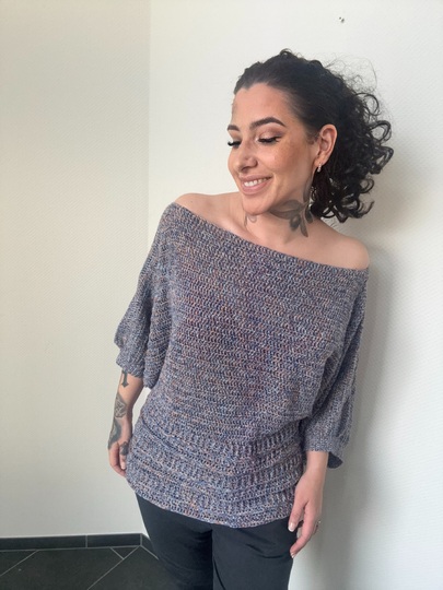 Häkelanleitung 1-BOBBEL-PULLI "FANCY DENIM"