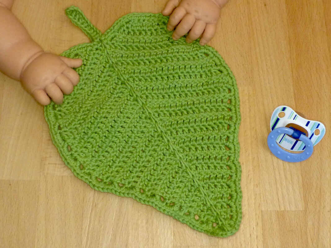 Häkelanleitung Schmusetuch Blatt, Babyspielzeug