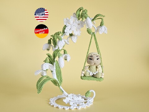 Häkelanleitung Blumenkind Elva Schneeglöckchen mit Schaukel