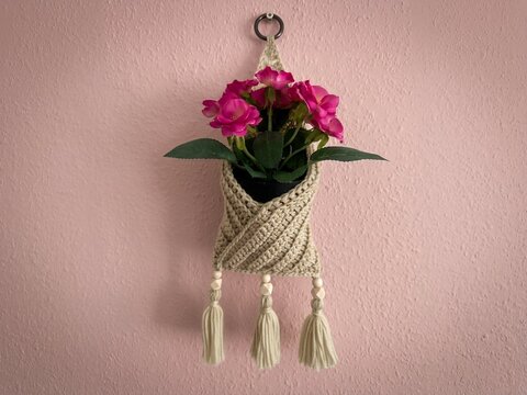 Boho Wall Pocket | Crochet Modern Wall Decor with Tassels