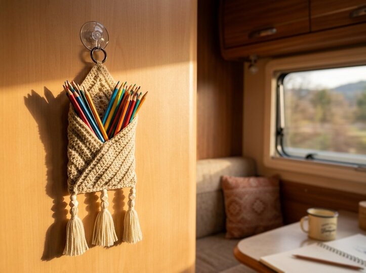 Boho Wall Pocket | Crochet Modern Wall Decor with Tassels