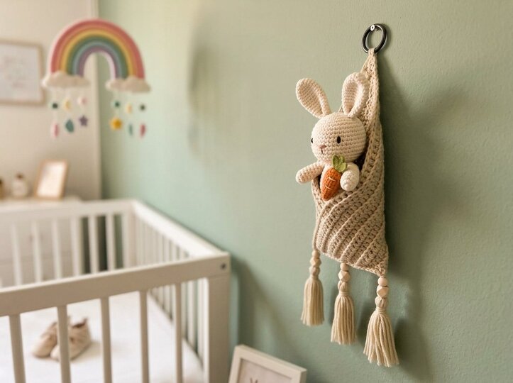 Boho Wall Pocket | Crochet Modern Wall Decor with Tassels