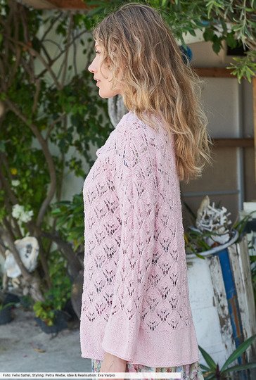 Ajourmusterpulli in Rosé