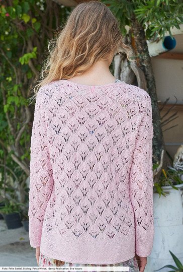 Ajourmusterpulli in Rosé