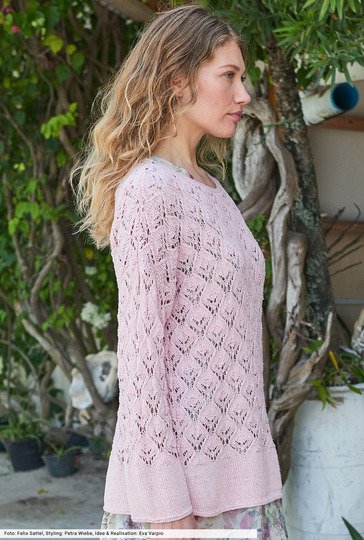 Ajourmusterpulli in Rosé