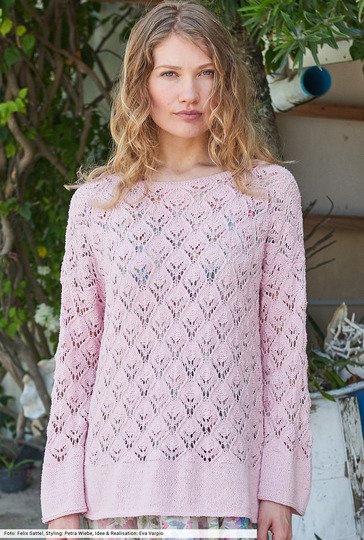 Ajourmusterpulli in Rosé