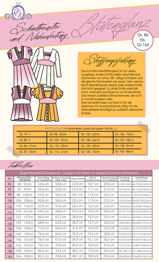 E-Book Schnittmuster Blütenglanz Tunika/Kleid Gr. 86 bis 164
