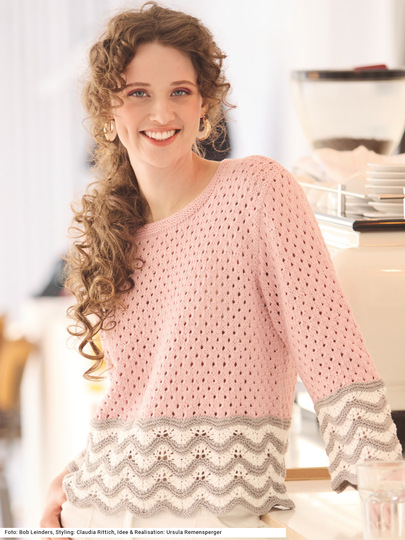 Ajourpulli mit Wellenmuster