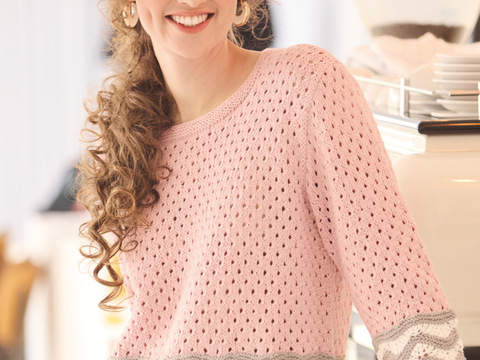 Ajourpulli mit Wellenmuster