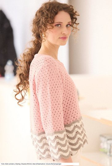 Ajourpulli mit Wellenmuster