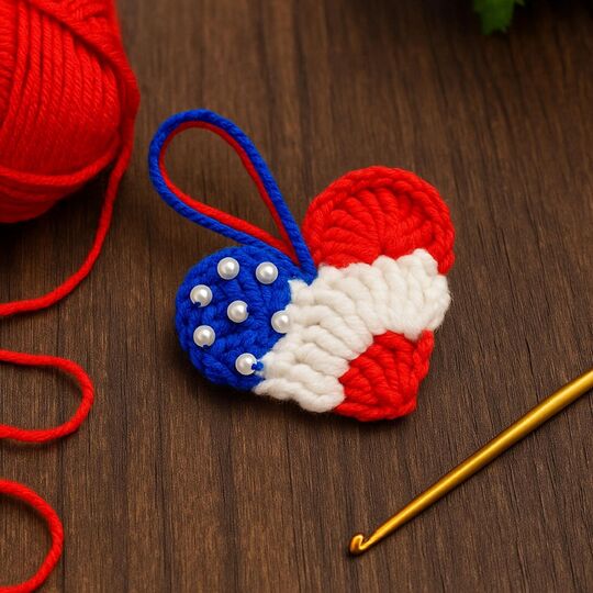 USA Heart Charm Crochet Pattern PDF