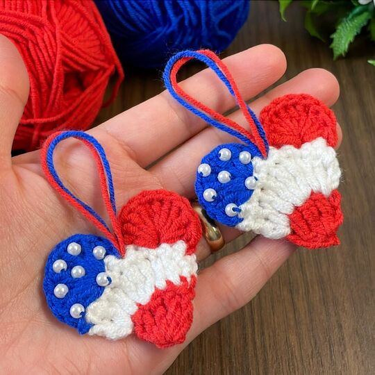 USA Heart Charm Crochet Pattern PDF