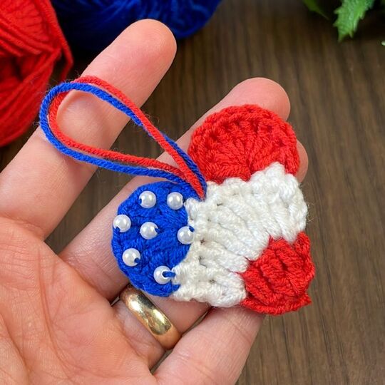 USA Heart Charm Crochet Pattern PDF