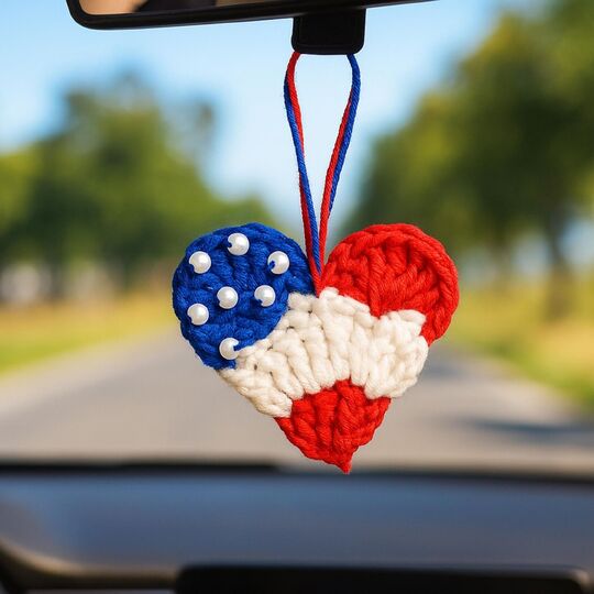 USA Heart Charm Crochet Pattern PDF