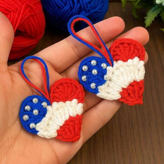 USA Heart Charm Crochet Pattern PDF