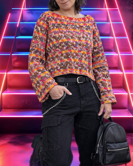 Häkelanleitung | Cooler Raglan-Pullover "NEON NIGHTS" |  9 Größen