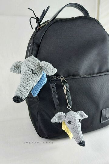 Greyhound Crochet Pattern - Amigurumi Keychain / Charm Dog Head with Scarf