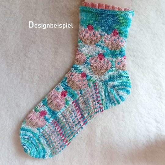 Anleitung Sockenmuster Törtchenliebe, mit mehreren Fäden