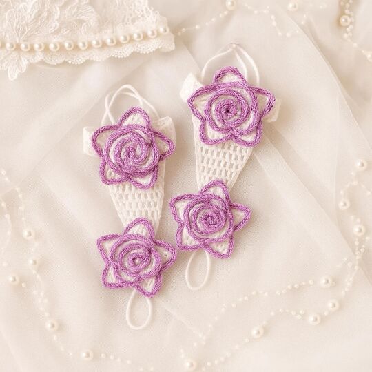 Crochet Rose Barefoot Sandals Pattern PDF – Floral Summer Anklet Tutorial