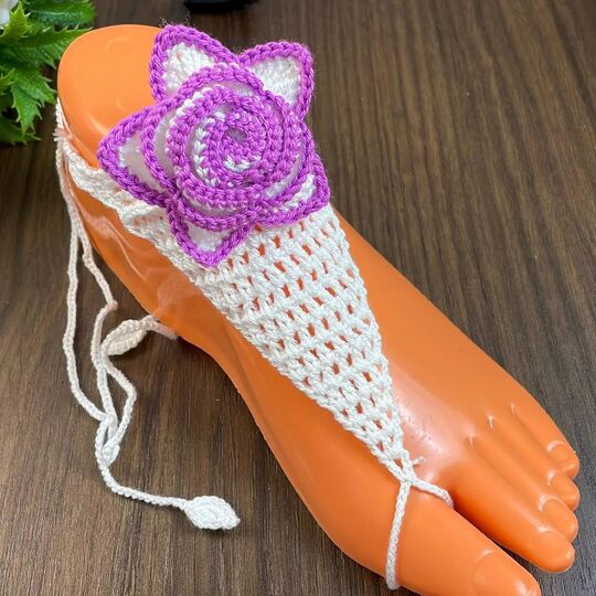 Crochet Rose Barefoot Sandals Pattern PDF – Floral Summer Anklet Tutorial