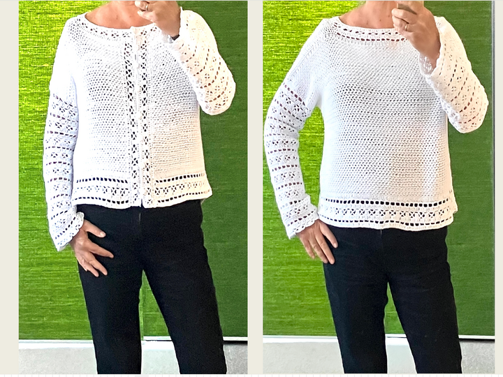 Schlichte Cardigan mit hübschen Borten - Häkelanleitung