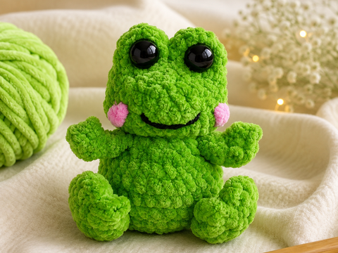Cute Frog Crochet Pattern – Plush Amigurumi Toy PDF Tutorial